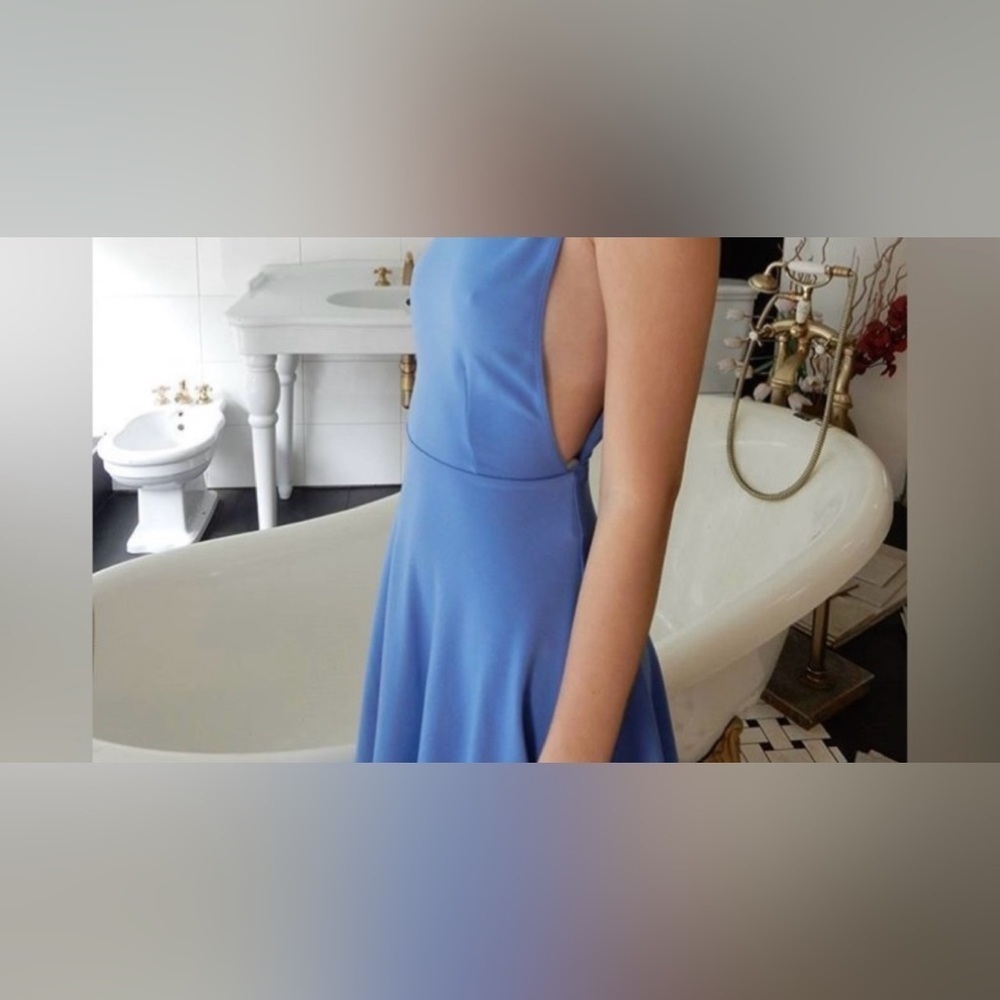 American apparel sleeveless low back skater dress light blue